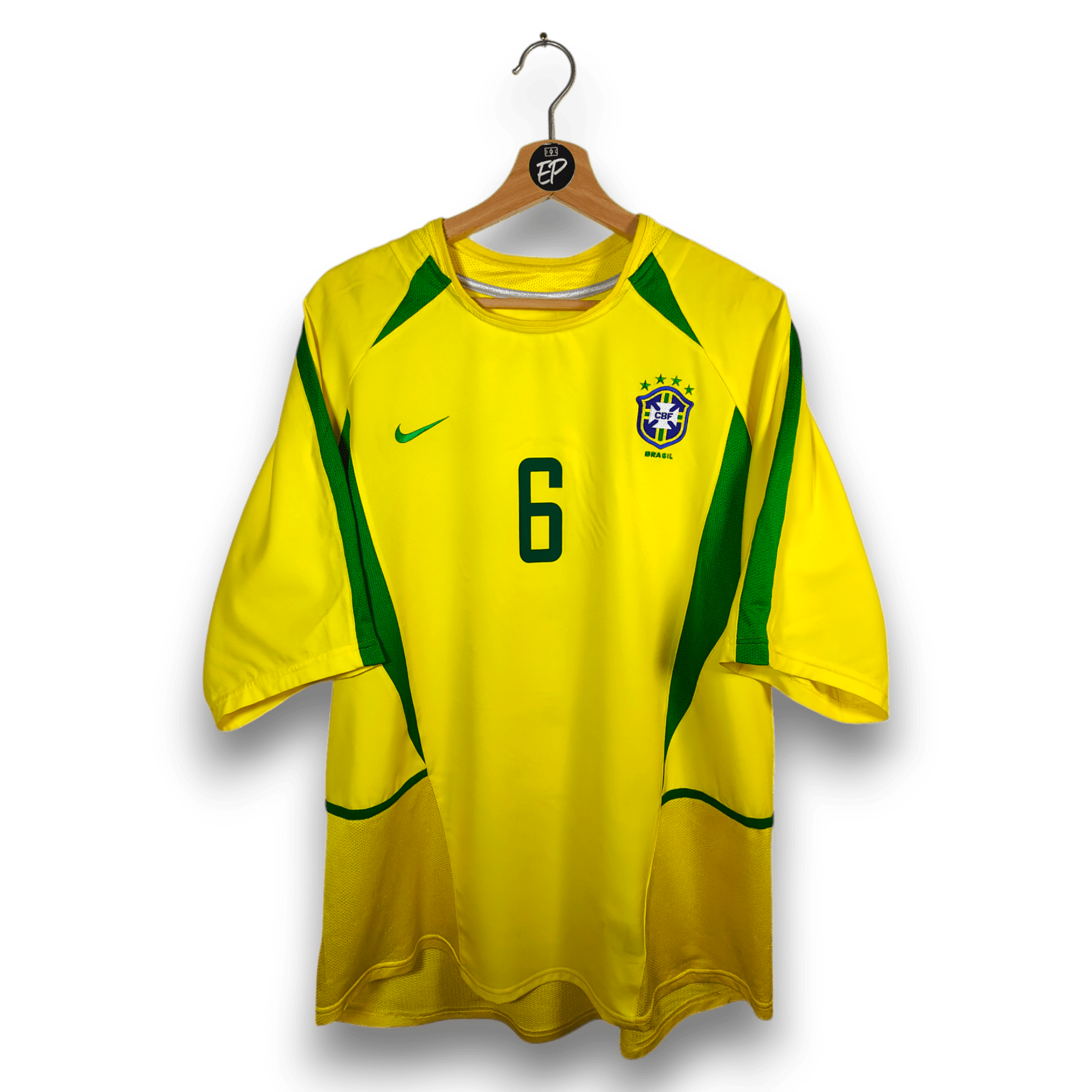 2002-04 Brazil Home Shirt Roberto Carlos #6 - 8.5/10 - (XL