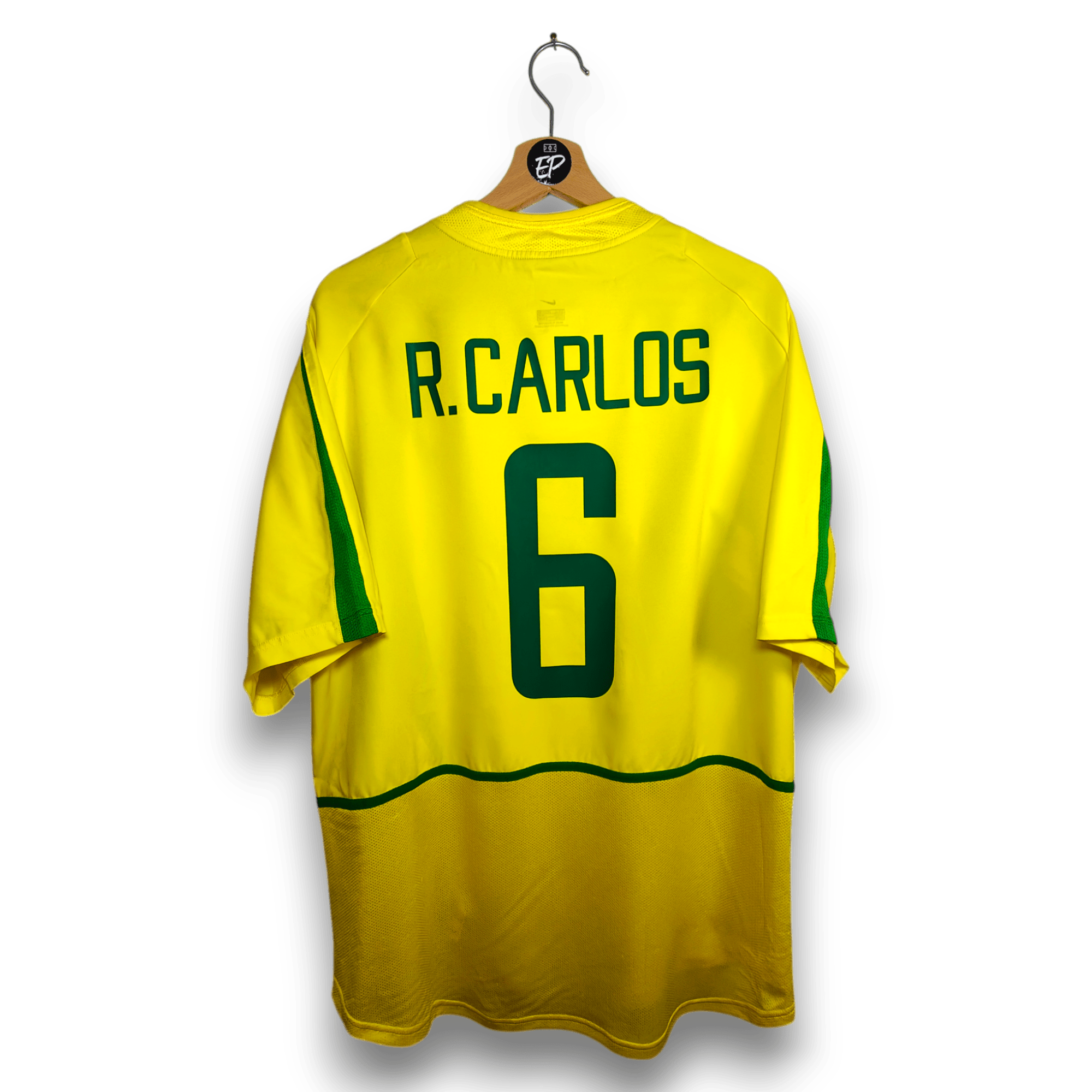 2002-04 Brazil Home Shirt Roberto Carlos #6 - 8.5/10 - (XL