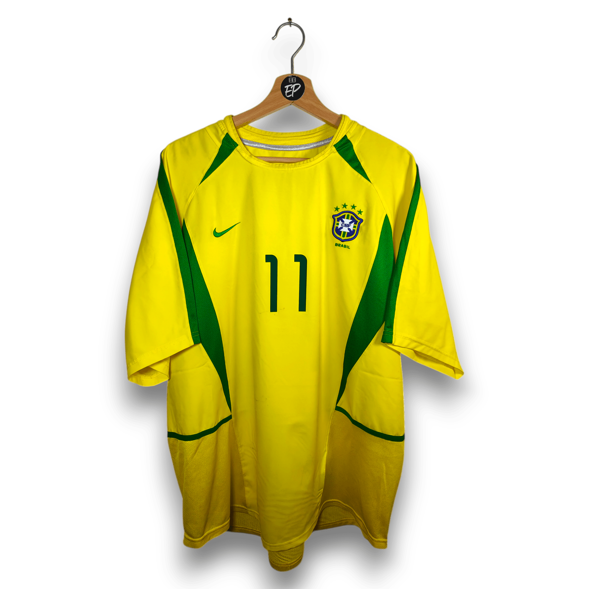 2002-04 Brazil Home Shirt Ronaldinho #11 - 8/10 - (XL) – 182265