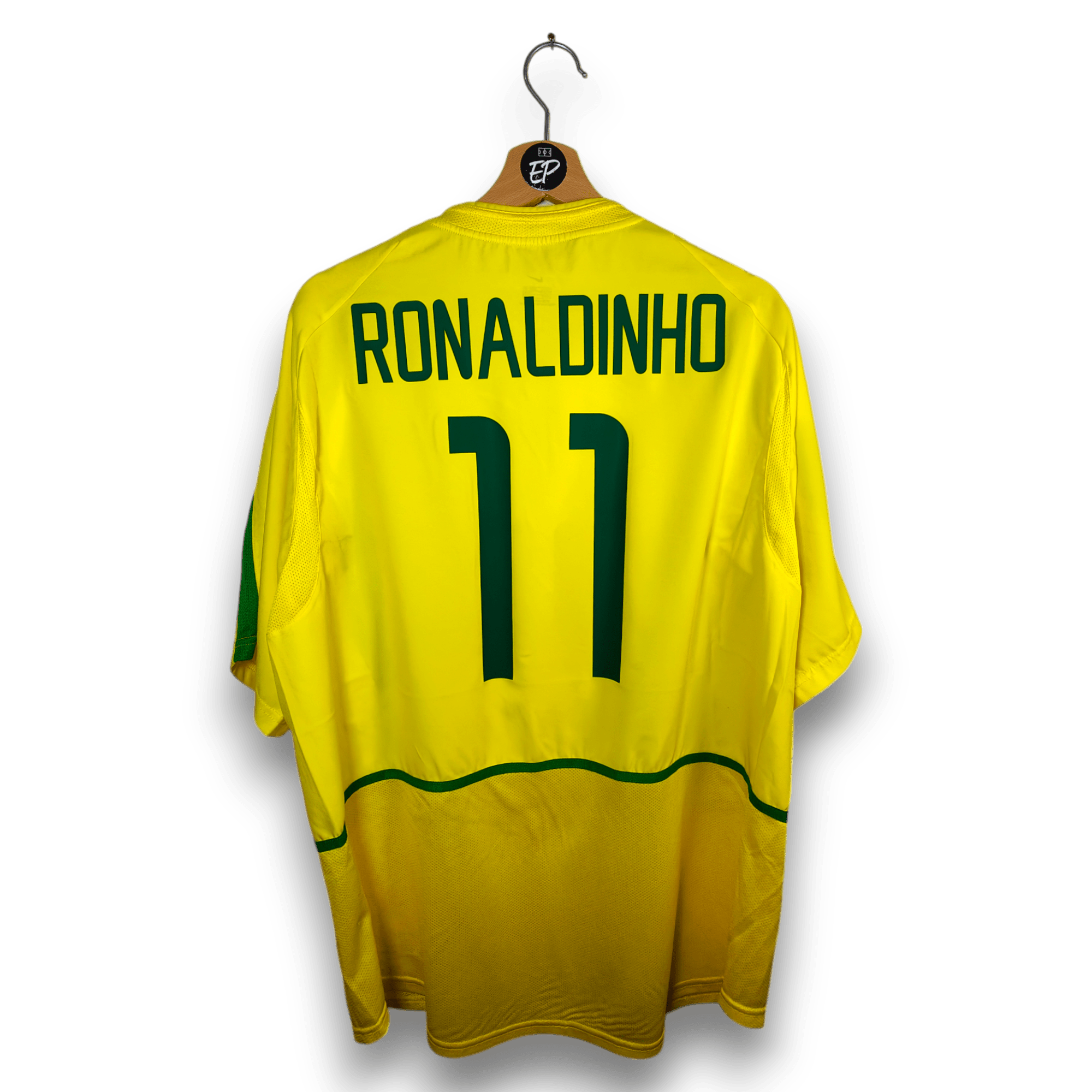 2002-04 Brazil Home Shirt Ronaldinho #11 - 8/10 - (XL) – 182265