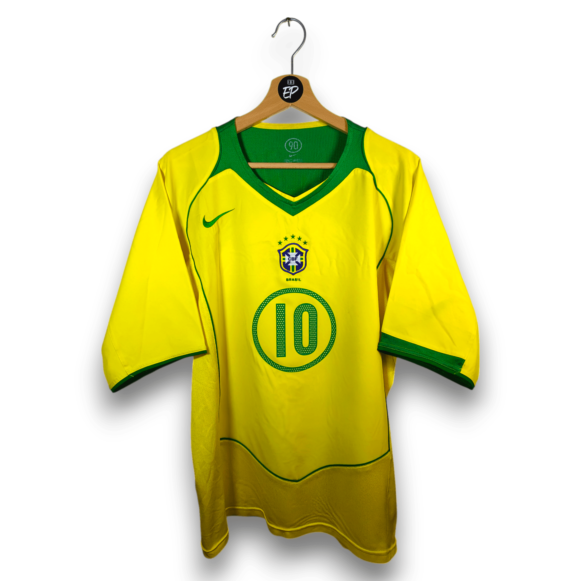 2004-06 Brazil Home Shirt Ronaldinho #10 - 9/10 - (L) – 116603 