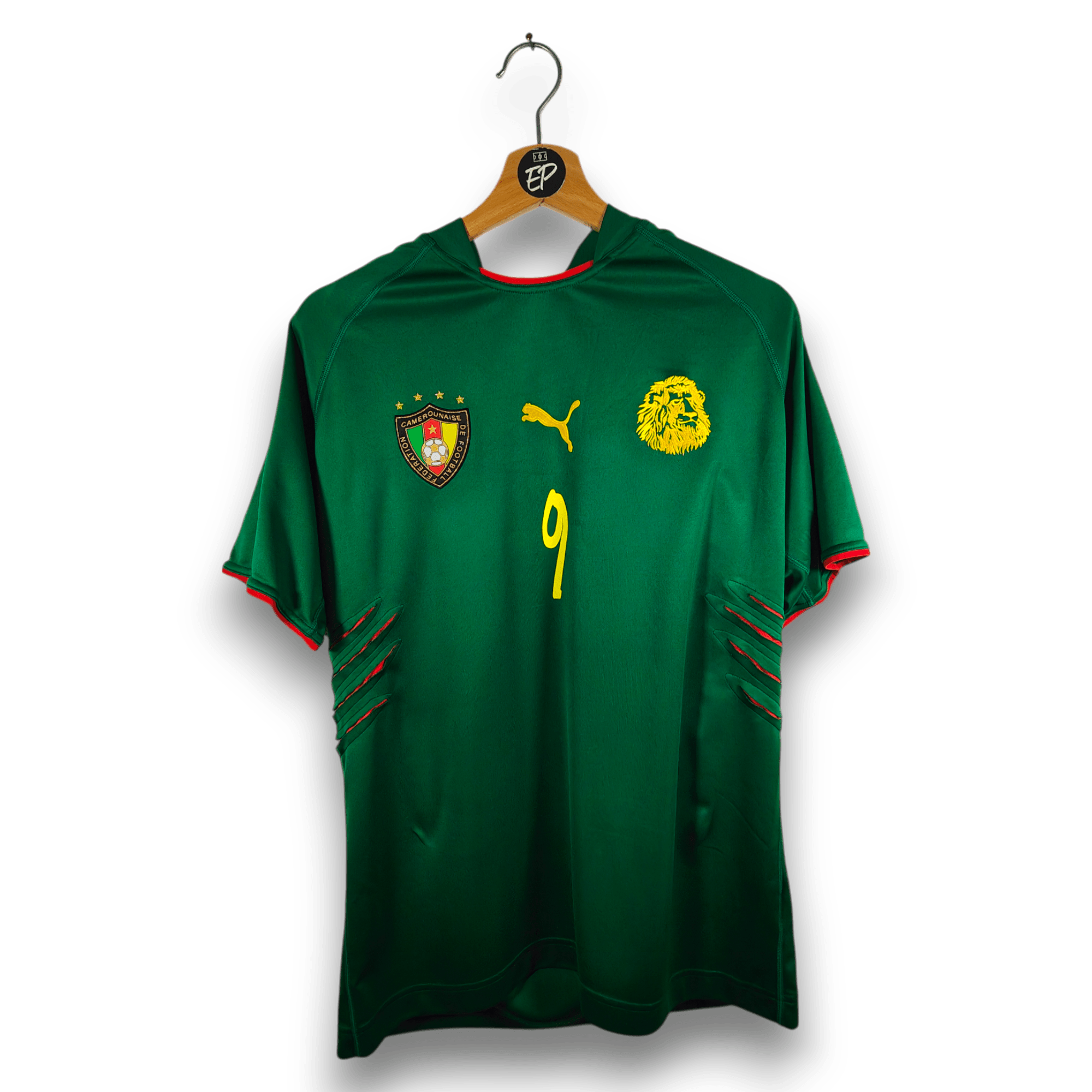  CAMEROUN サッカーシャツ ユニフォーム 2004-06 Cameroon Home Shirt Eto'o #9 - 7.5/10 - (L) – 731086 Puma