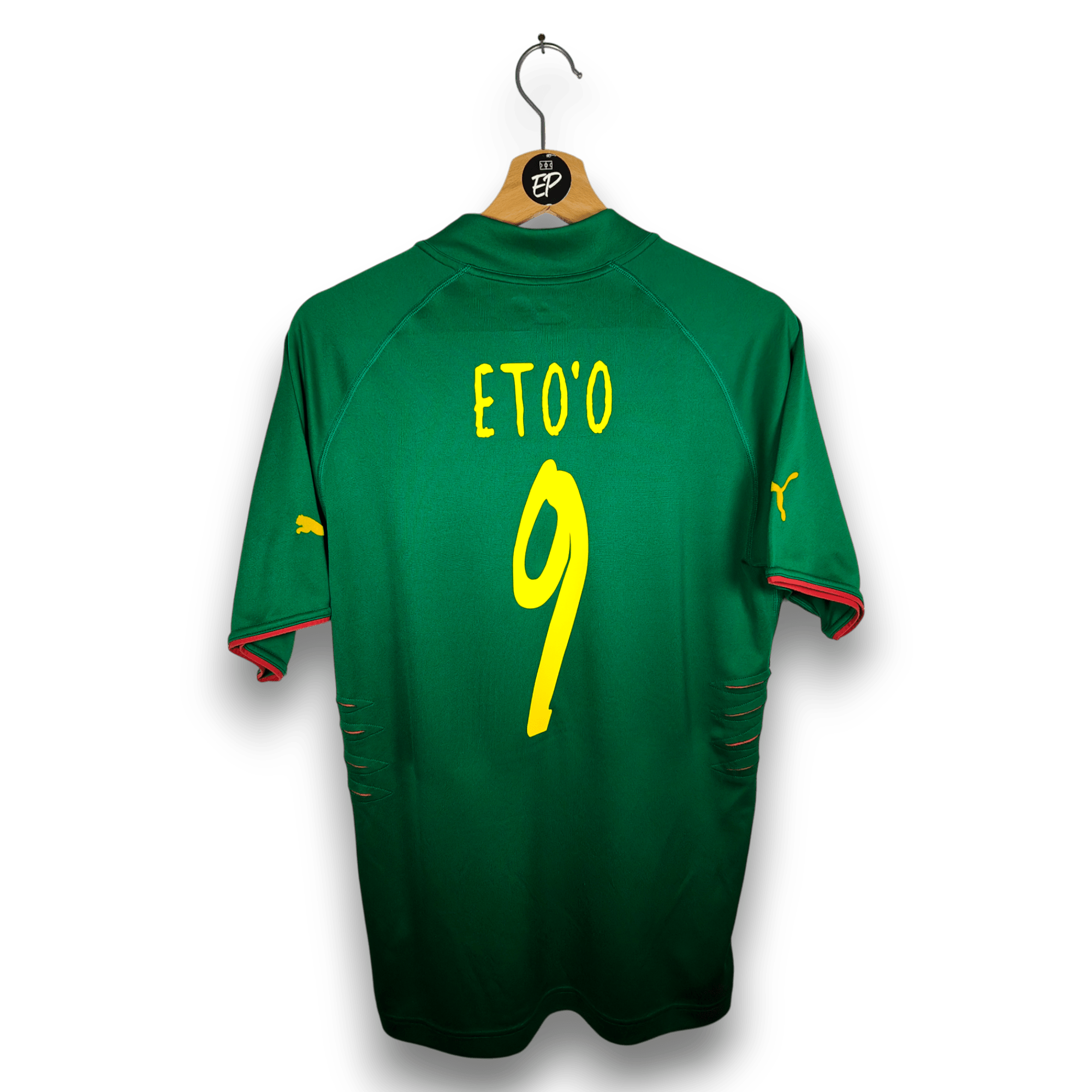 2004 - 06 Cameroon Home Shirt Eto’o 9 - 8/10 - (L) - Eternal Pitch