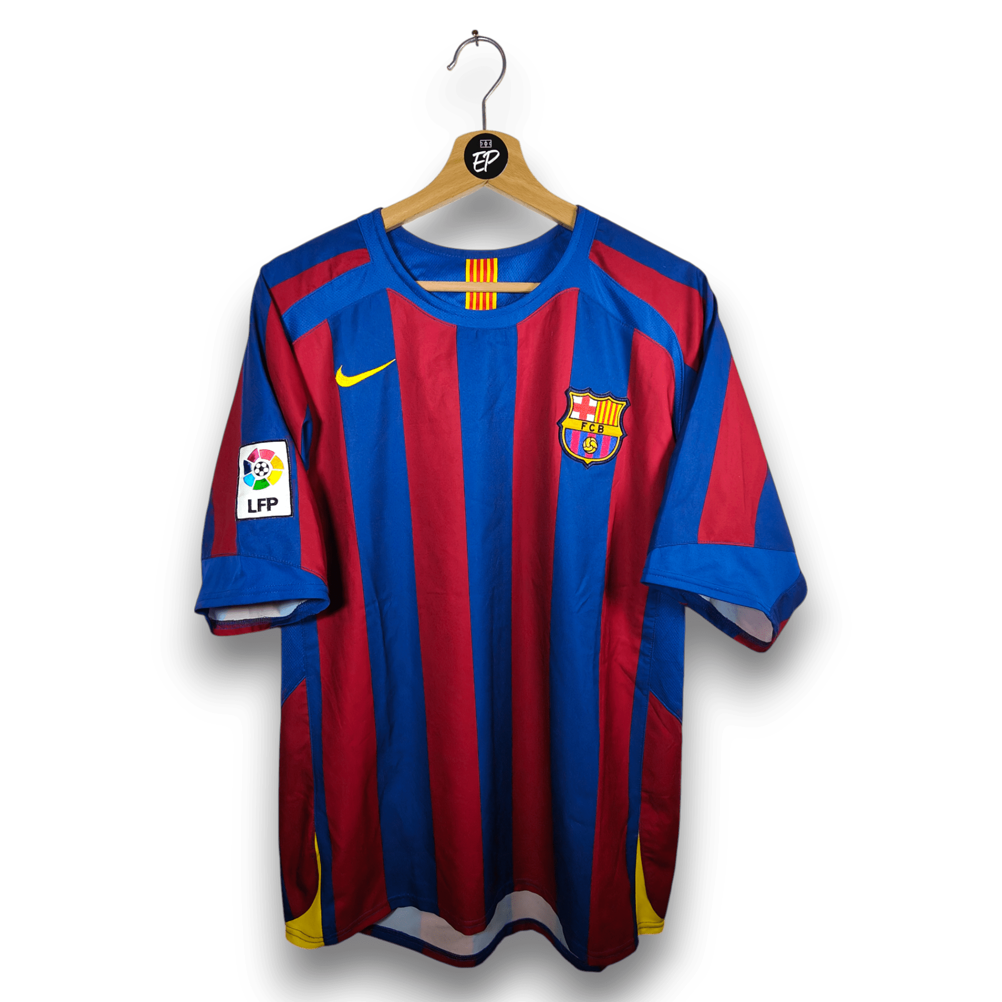 【正規05-06NIKE FC Barcelona RONALDINHO#10】 Vintage 2005/2006 FC Barcelona Ronaldinho #10 CL Final Retro
