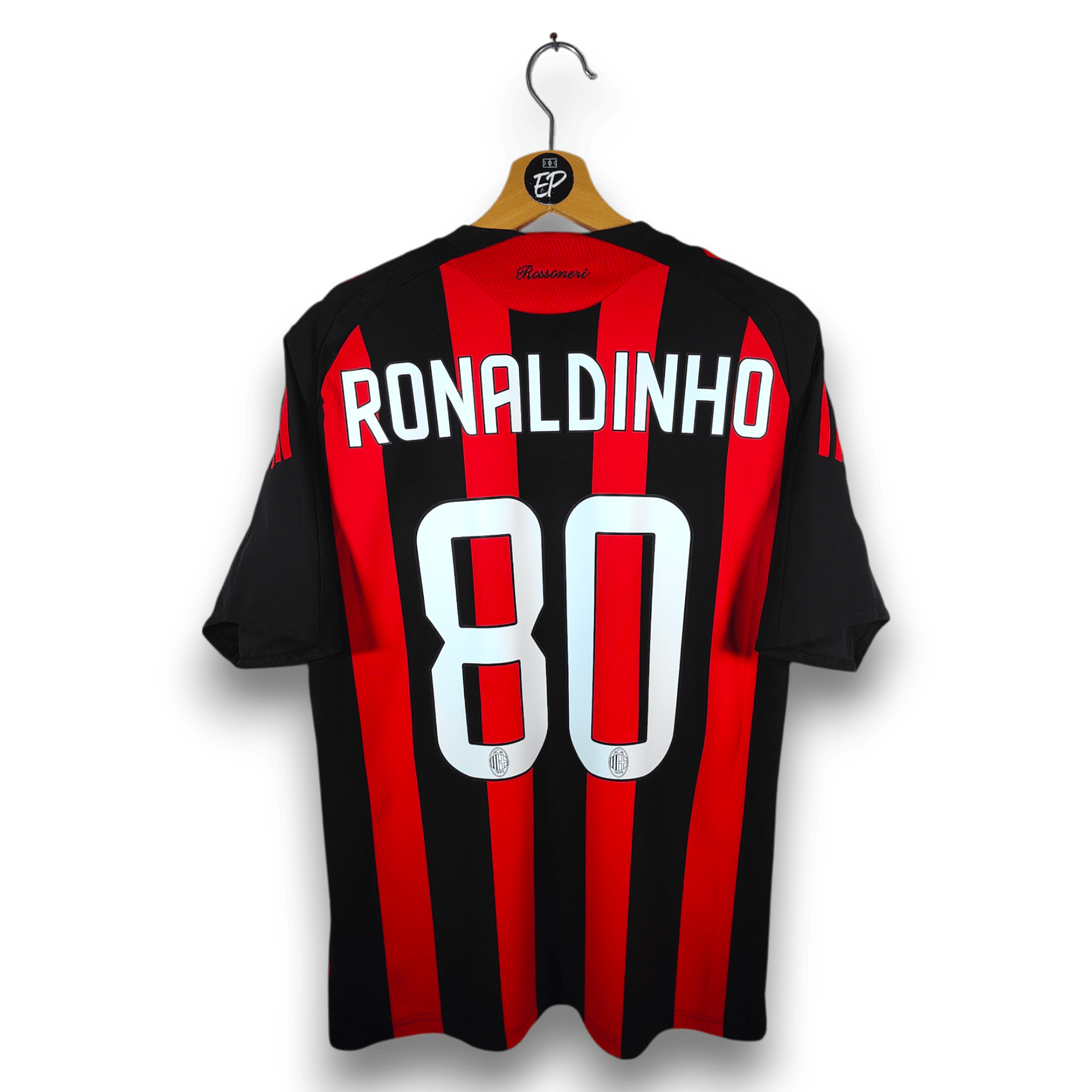 2008 - 09 AC Milan Home Shirt Ronaldinho 80 - 9.5/10 - (M) - Eternal Pitch
