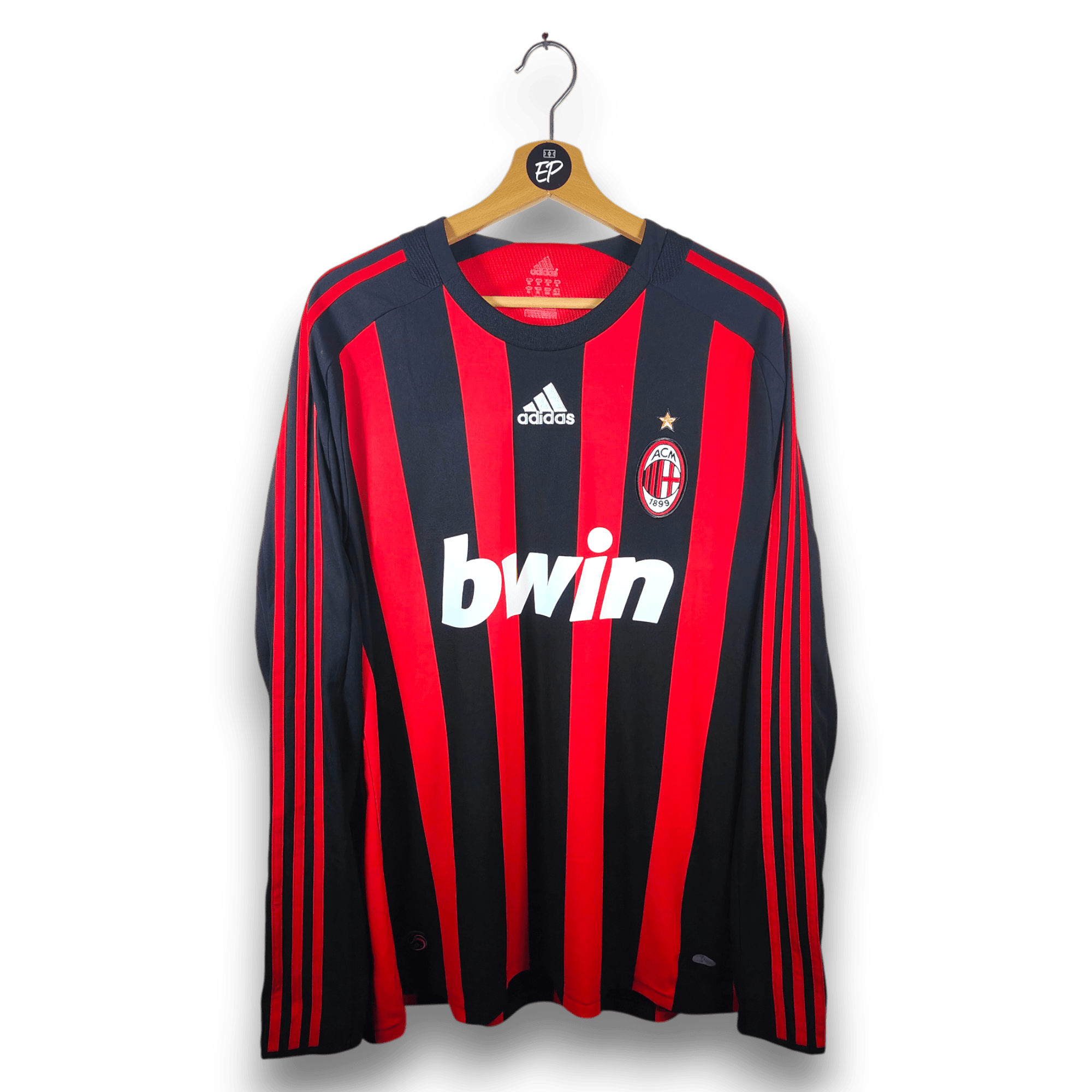 2008 - 09 AC Milan Home Shirt Ronaldinho LS 80 - 9/10 - (XL) - Eternal Pitch