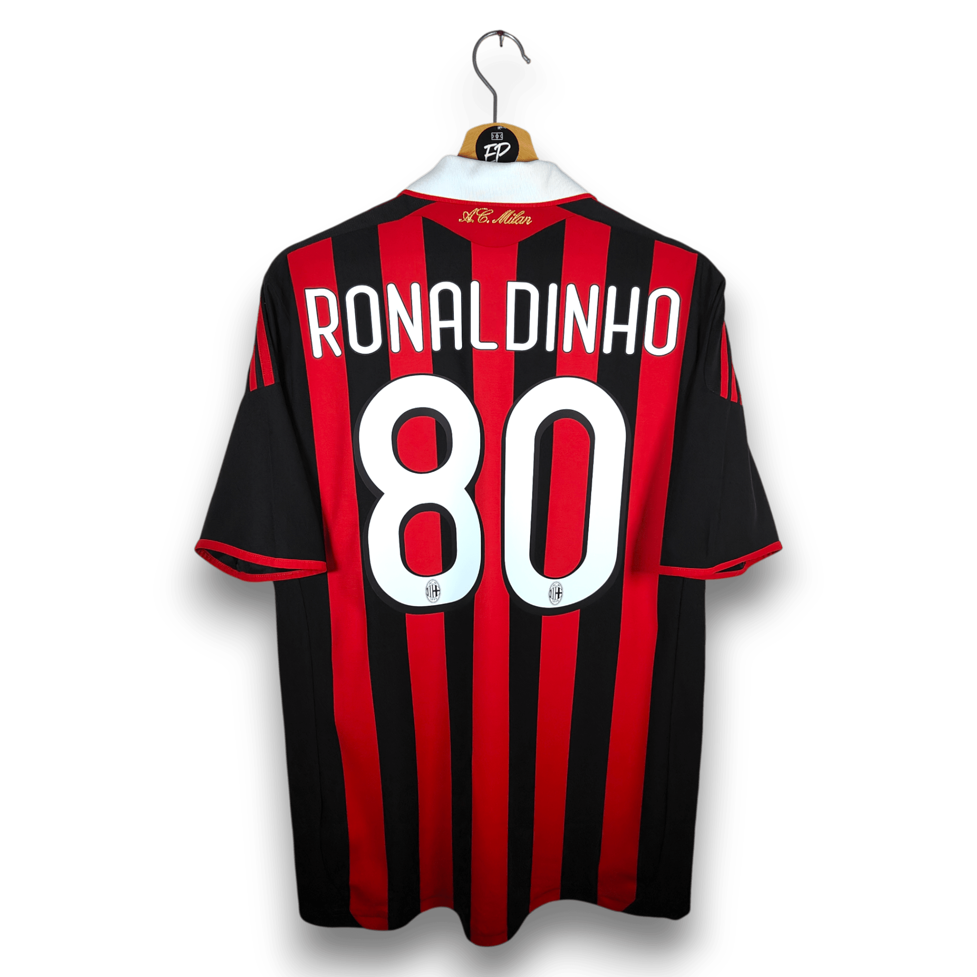 2009 - 10 AC Milan Home Shirt Ronaldinho 80 - 9/10 - (M) - Eternal Pitch