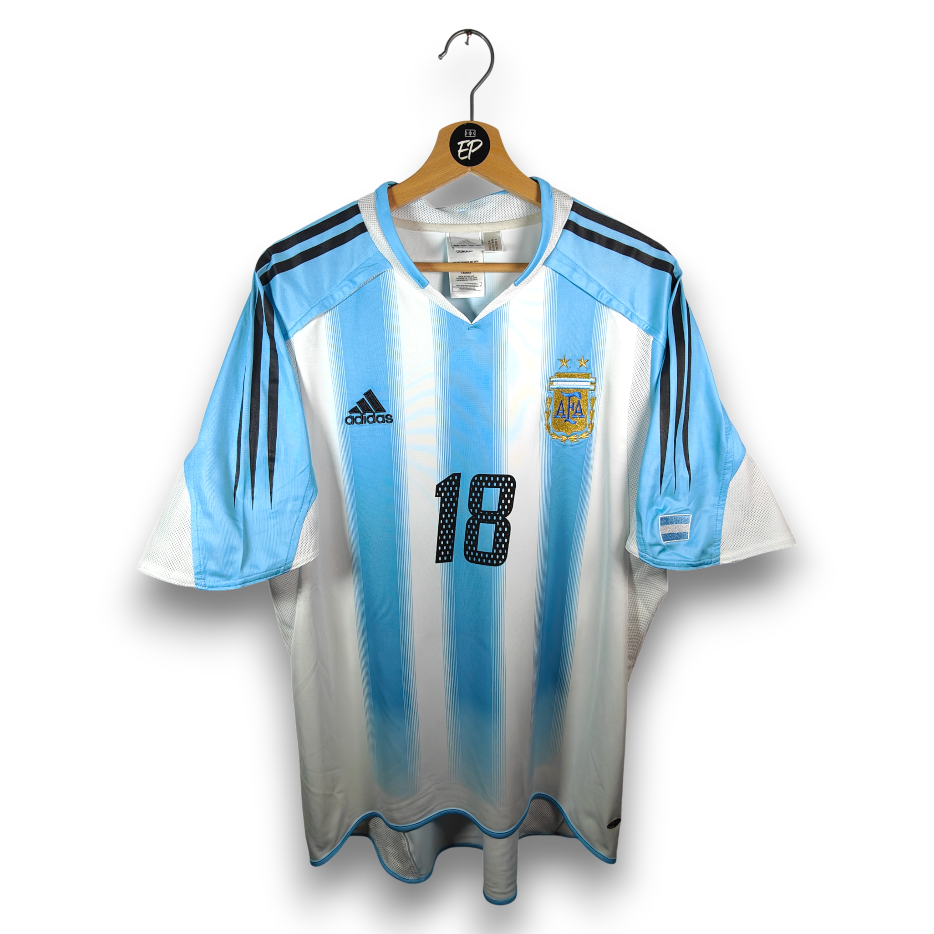 2004-05 Argentina Home Shirt Messi #18 - 9.5/10 - (L) – 645789