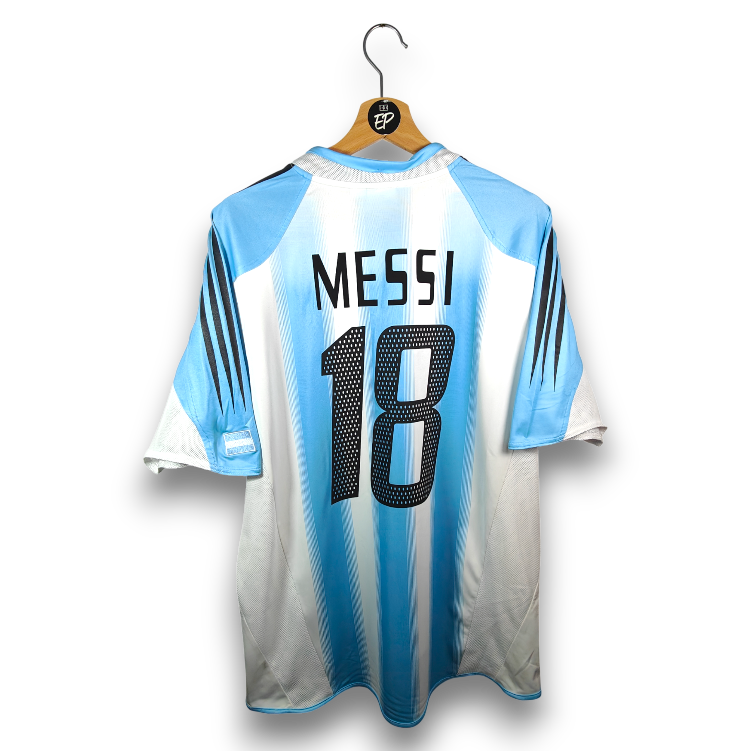 2004-05 Argentina Home Shirt Messi #18 - 9.5/10 - (L) – 645789