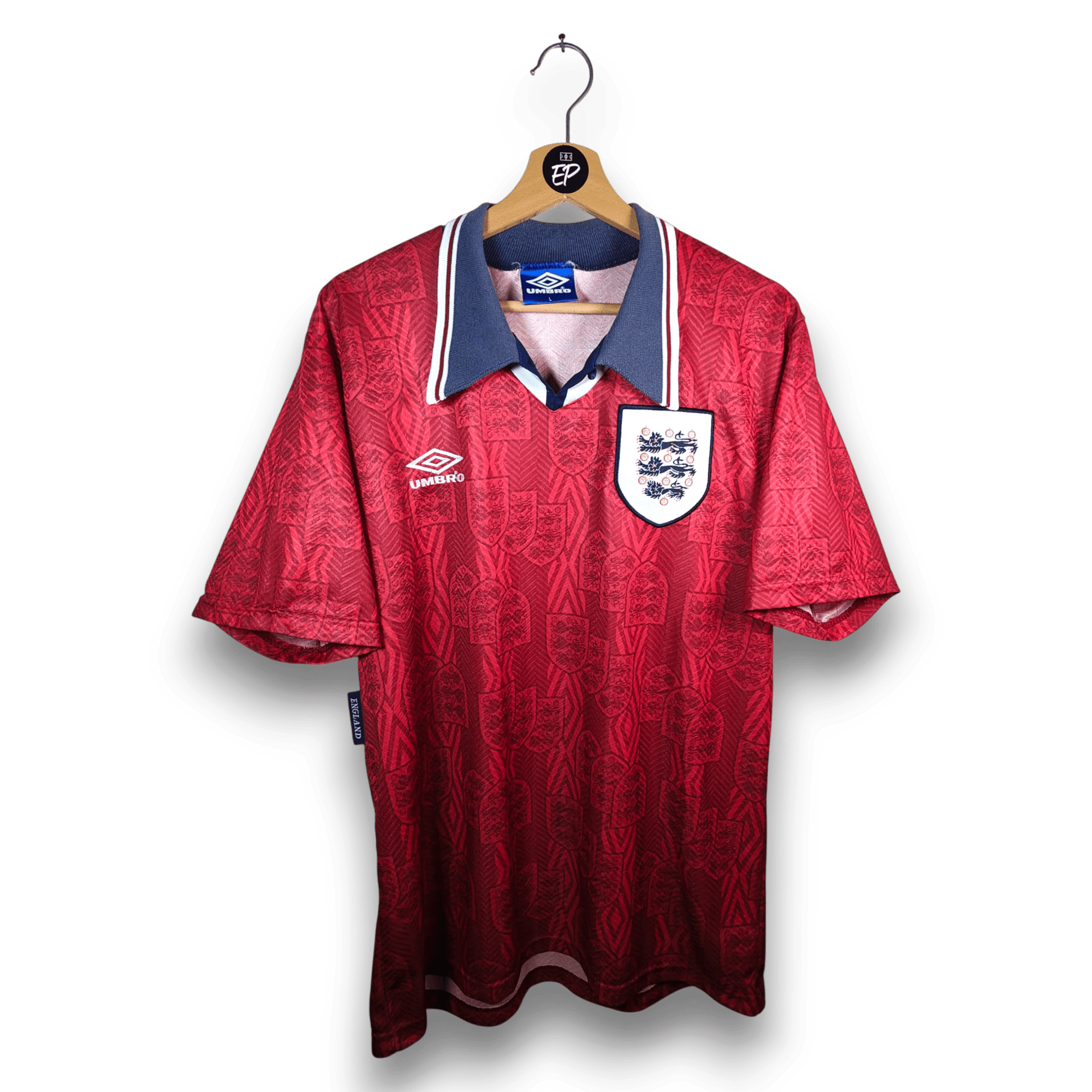 1993 - 95 England Away Shirt Gascoigne 8 - 8.5/10 - (L) - Eternal Pitch