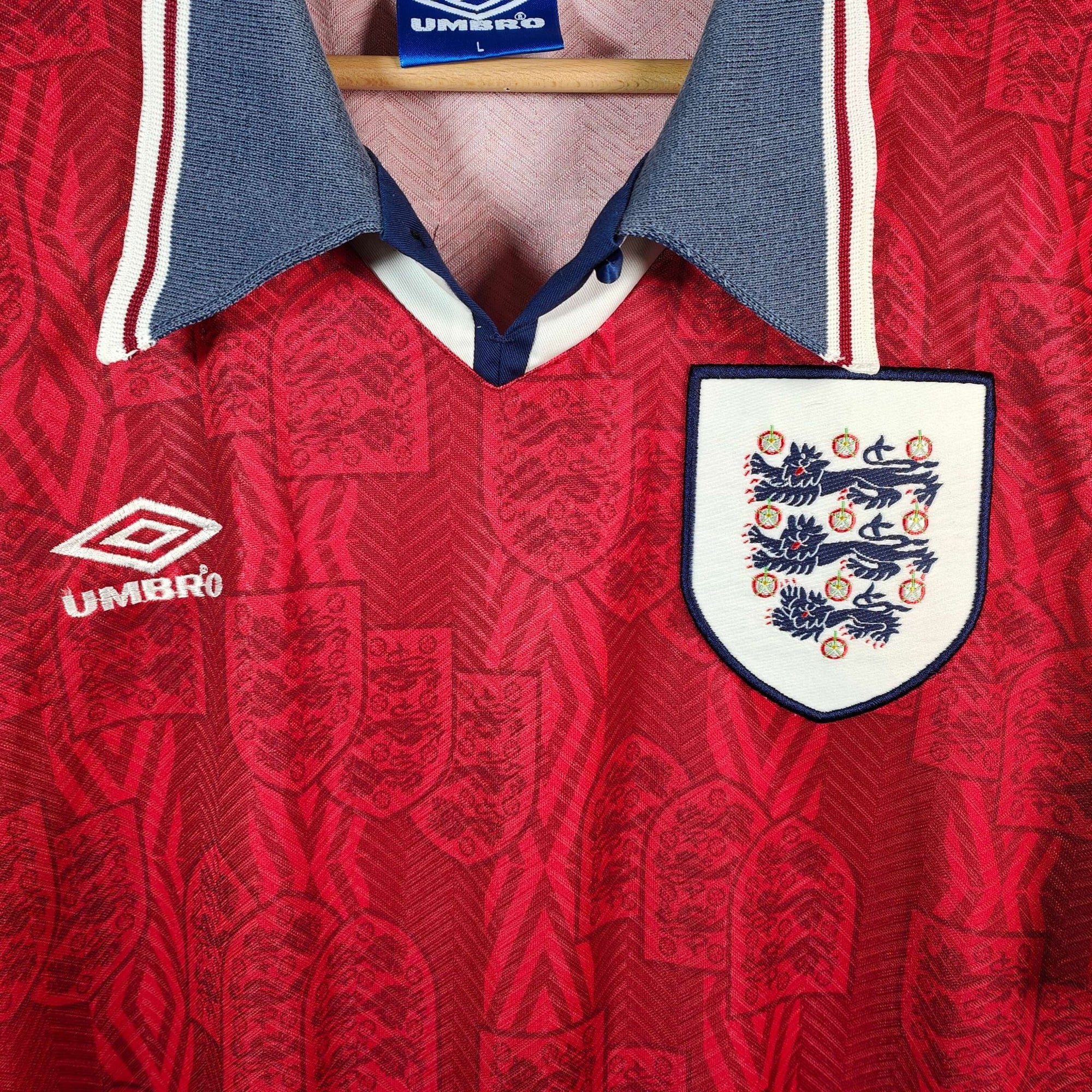 1993 - 95 England Away Shirt Gascoigne 8 - 8.5/10 - (L) - Eternal Pitch