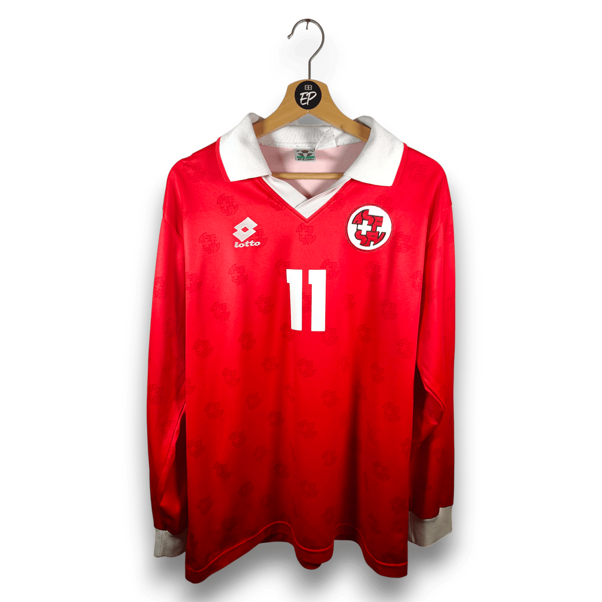 1994 - 96 Switzerland Home Shirt Chapuisat LS 11 - 9/10 - (XL) - Eternal Pitch