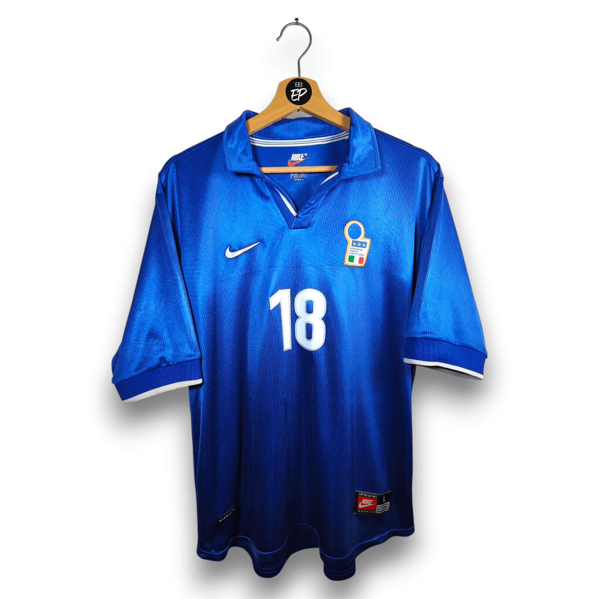 1997 - 98 Italy Home Shirt Baggio 18 - 7.5/10 - (L) - Eternal Pitch