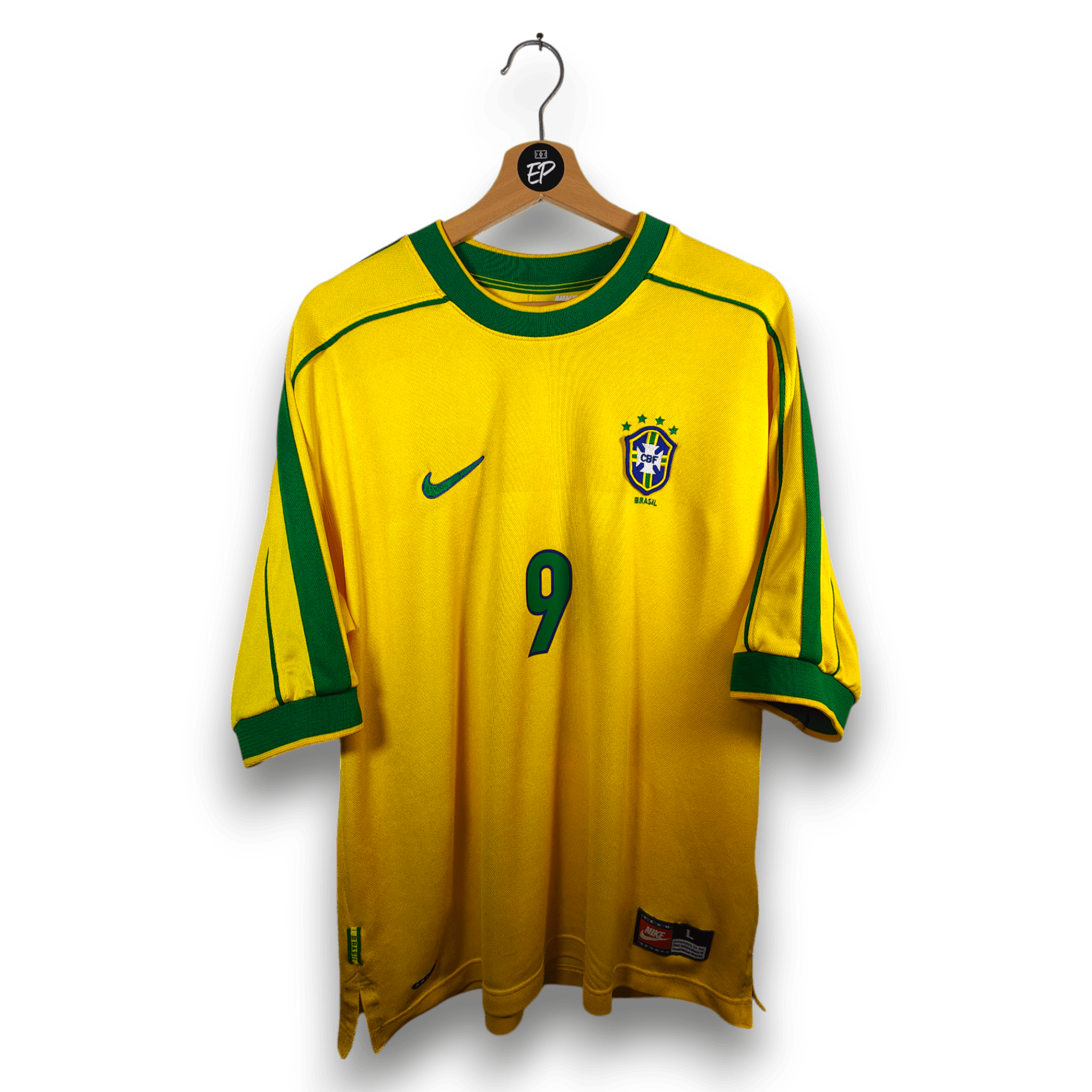1998 - 00 Brazil Home Shirt Ronaldo 9 - 9.5/10 - (L) - Eternal Pitch