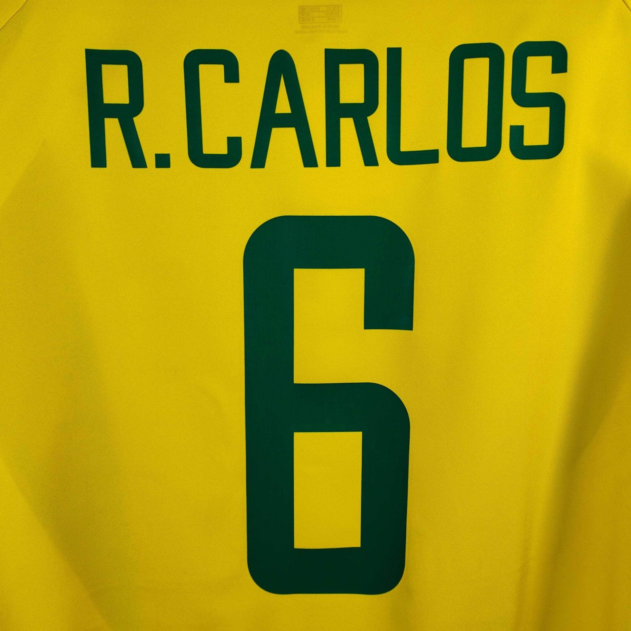 2002-04 Brazil Home Shirt Roberto Carlos #6 - 8.5/10 - (XL