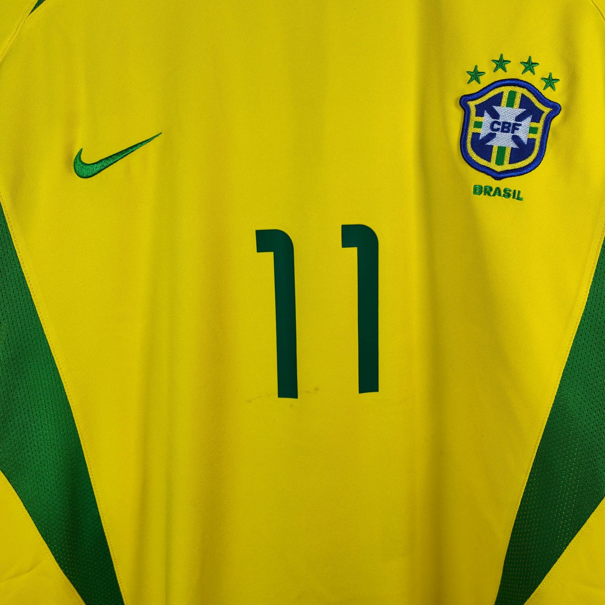 2002-04 Brazil Home Shirt Ronaldinho #11 - 8/10 - (XL) – 182265