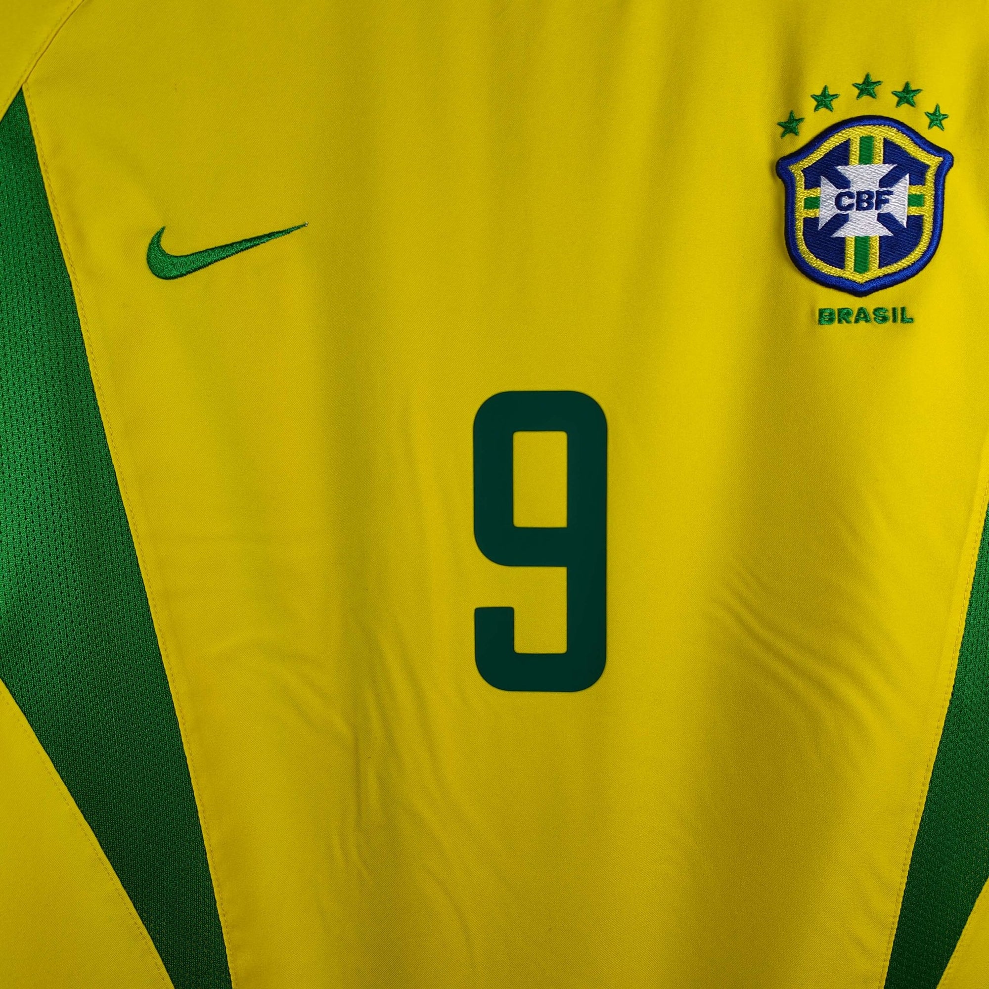 2002 - 04 Brazil Home Shirt Ronaldo 9 - 8/10 - (M) - Eternal Pitch