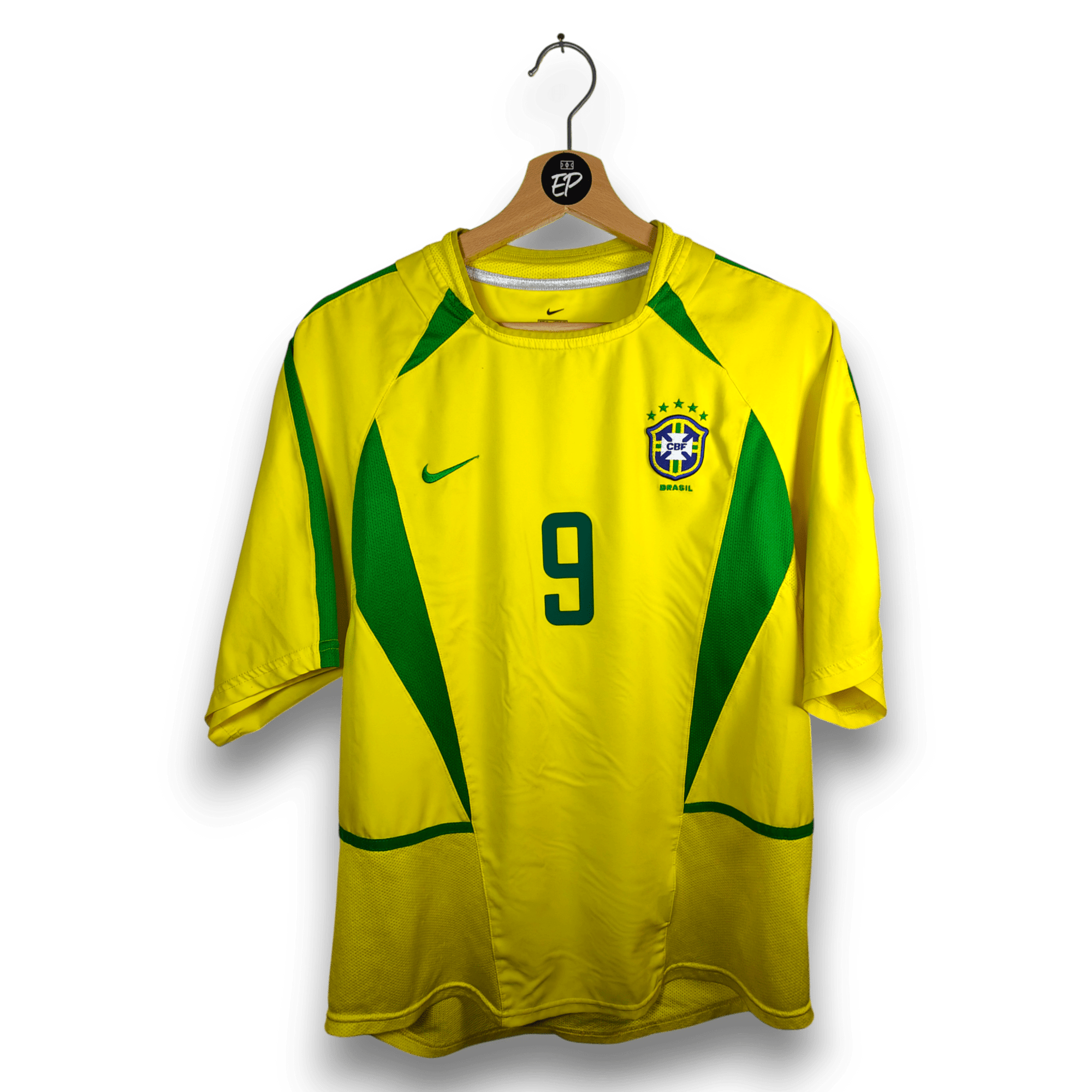 2002 - 04 Brazil Home Shirt Ronaldo 9 - 8/10 - (M) - Eternal Pitch