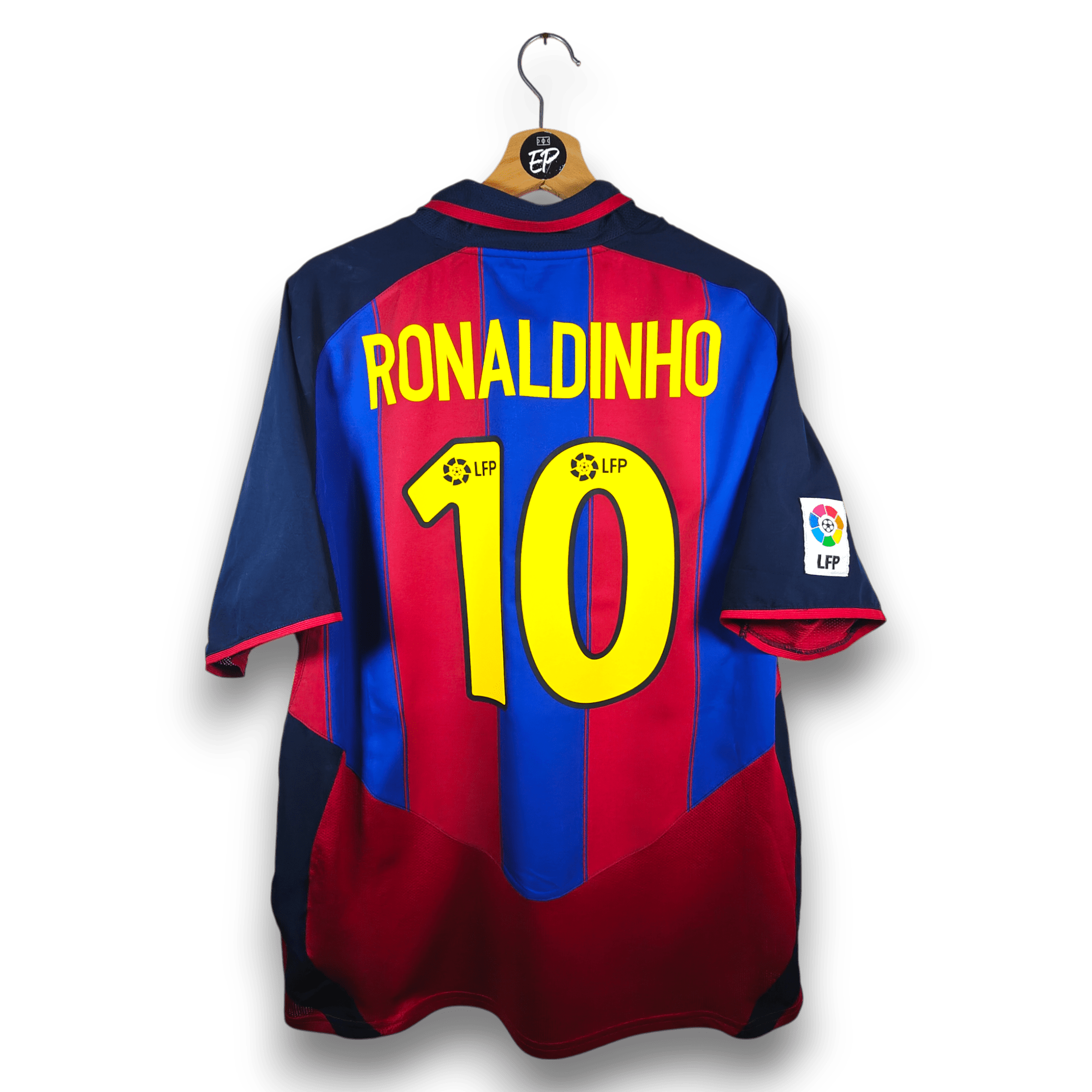 2003 - 04 FC Barcelona Home Shirt Ronaldinho 10 - 9/10 - (L) - Eternal Pitch