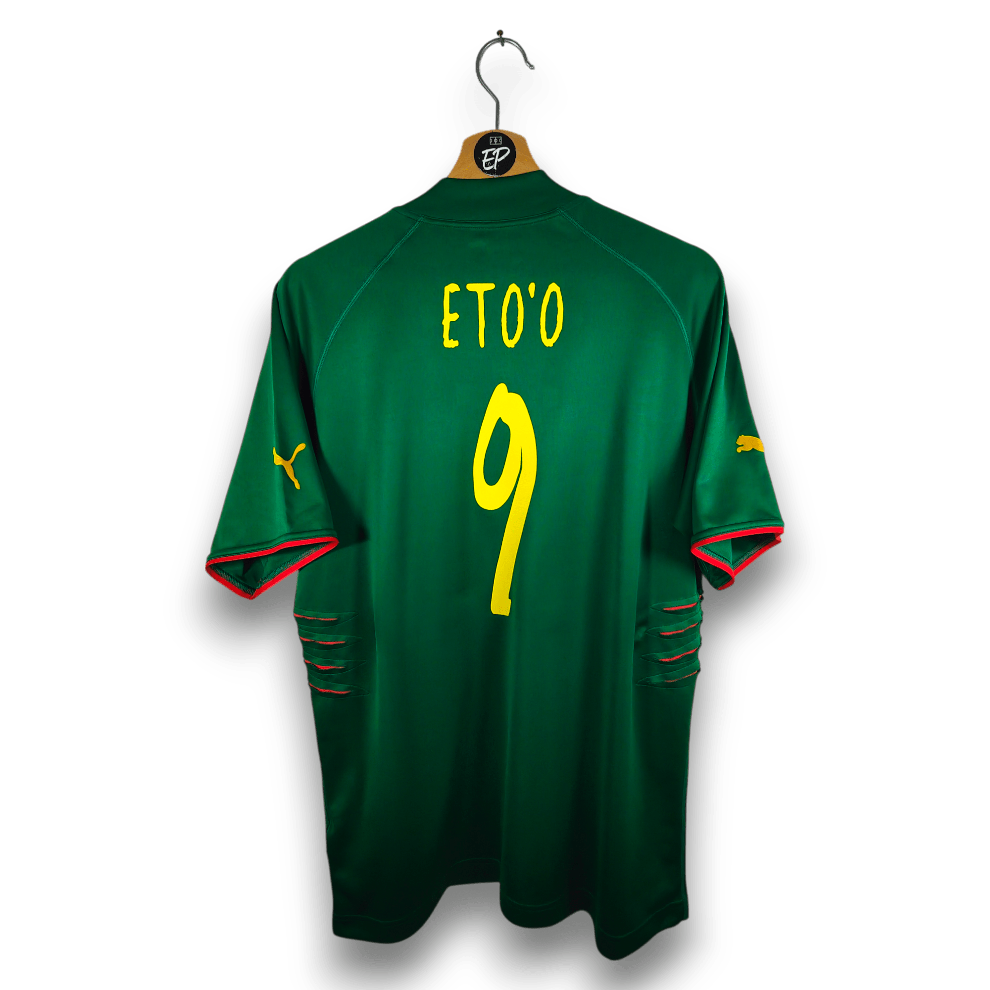 2004 - 06 Cameroon Home Shirt Eto&#39;o 9 - 9/10 - (XL) - Eternal Pitch