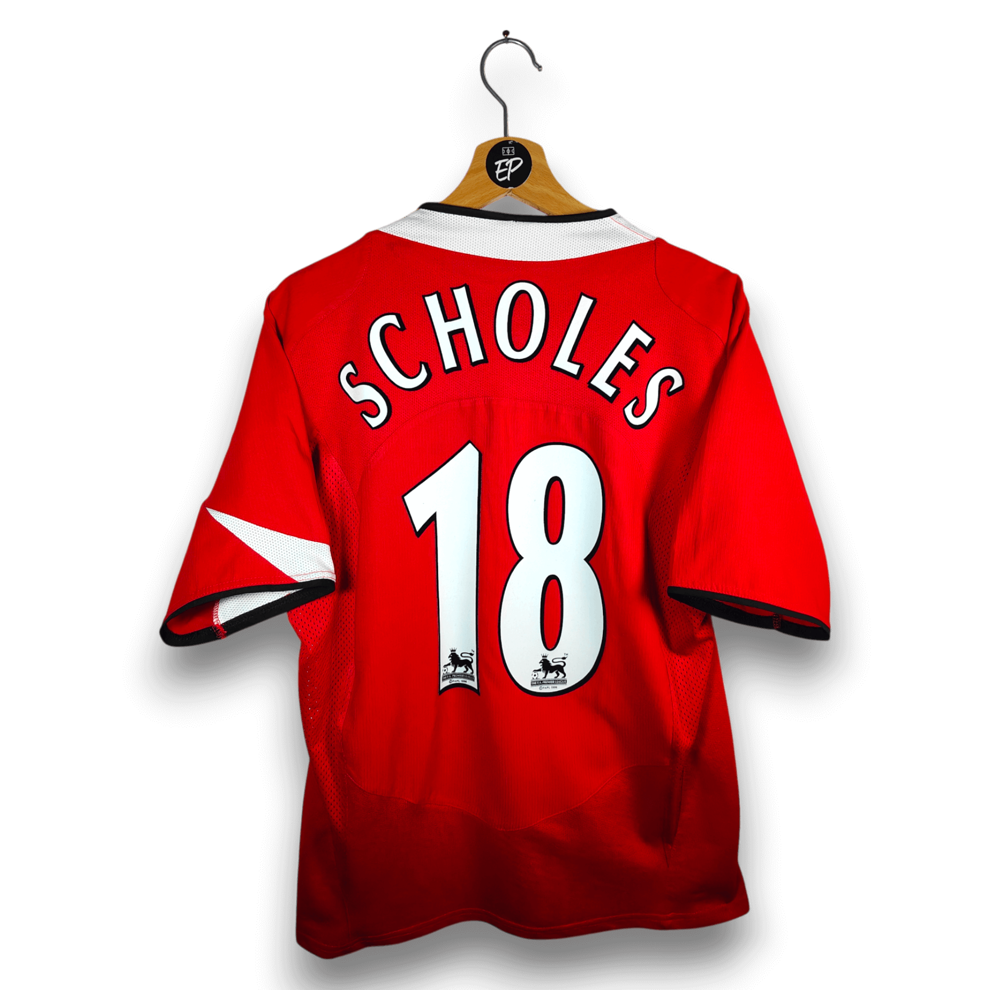 2004 - 06 Manchester United Home Shirt Scholes 18 - 8.5/10 - (M) - Eternal Pitch