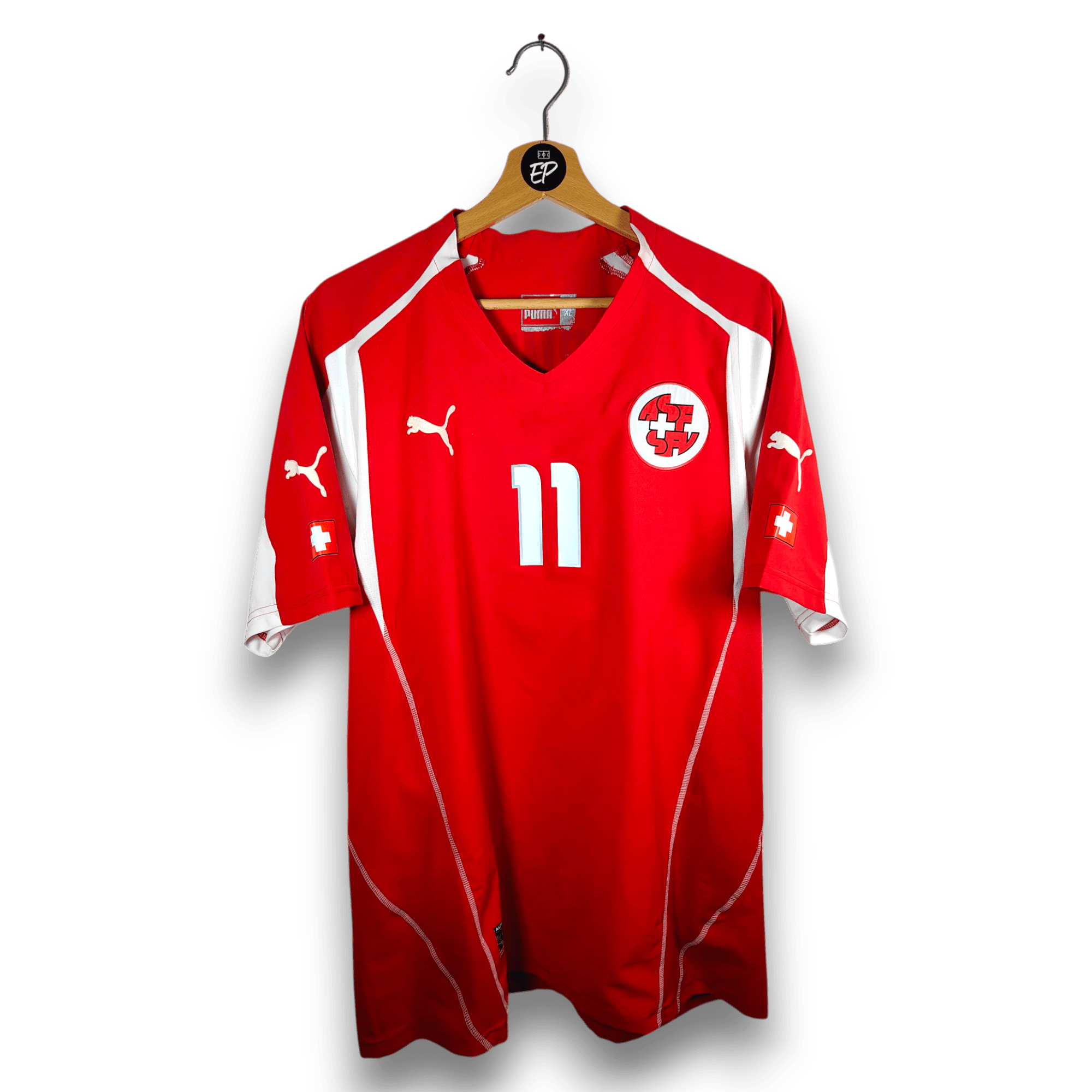 2004 - 06 Switzerland Home Shirt Chapuisat 11 - 8.5/10 - (XL) - Eternal Pitch