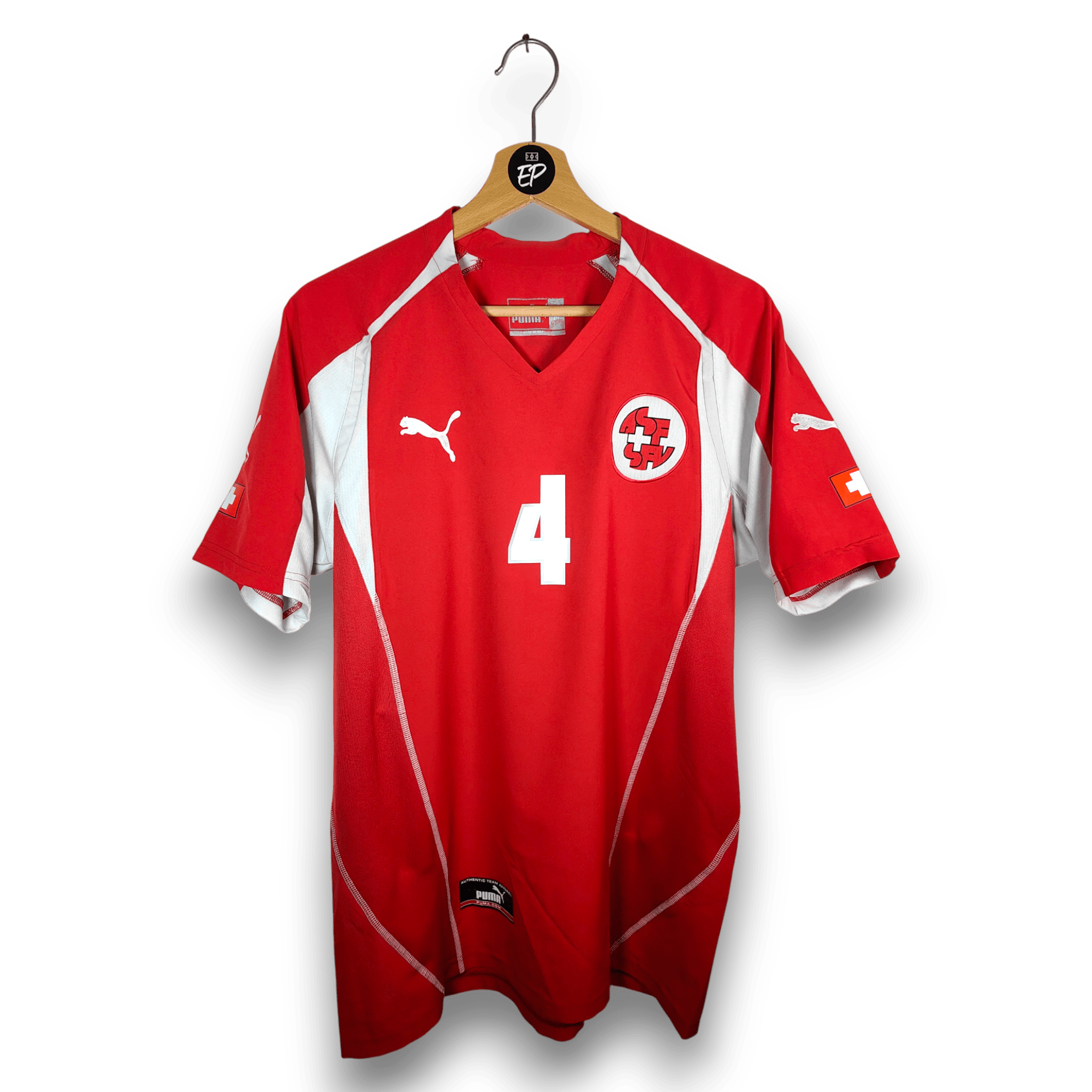 2004 - 06 Switzerland Home Shirt Henchoz 4 - 8/10 - (M) - Eternal Pitch