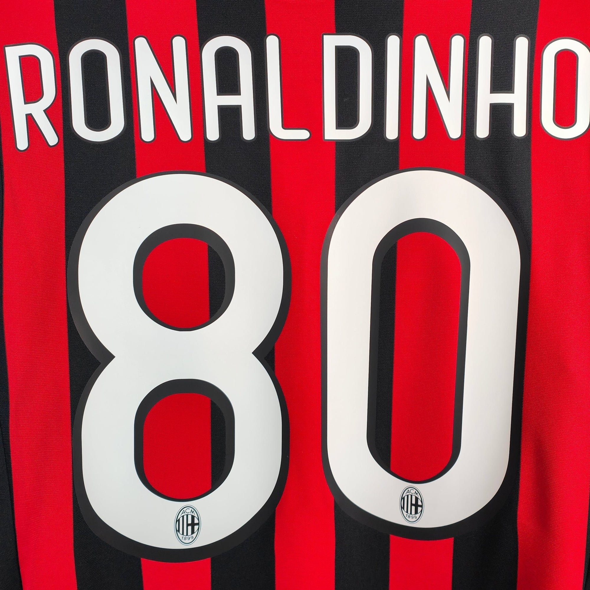 2009 - 10 AC Milan Home Shirt Ronaldinho 80 - 8.5/10 - (S) - Eternal Pitch