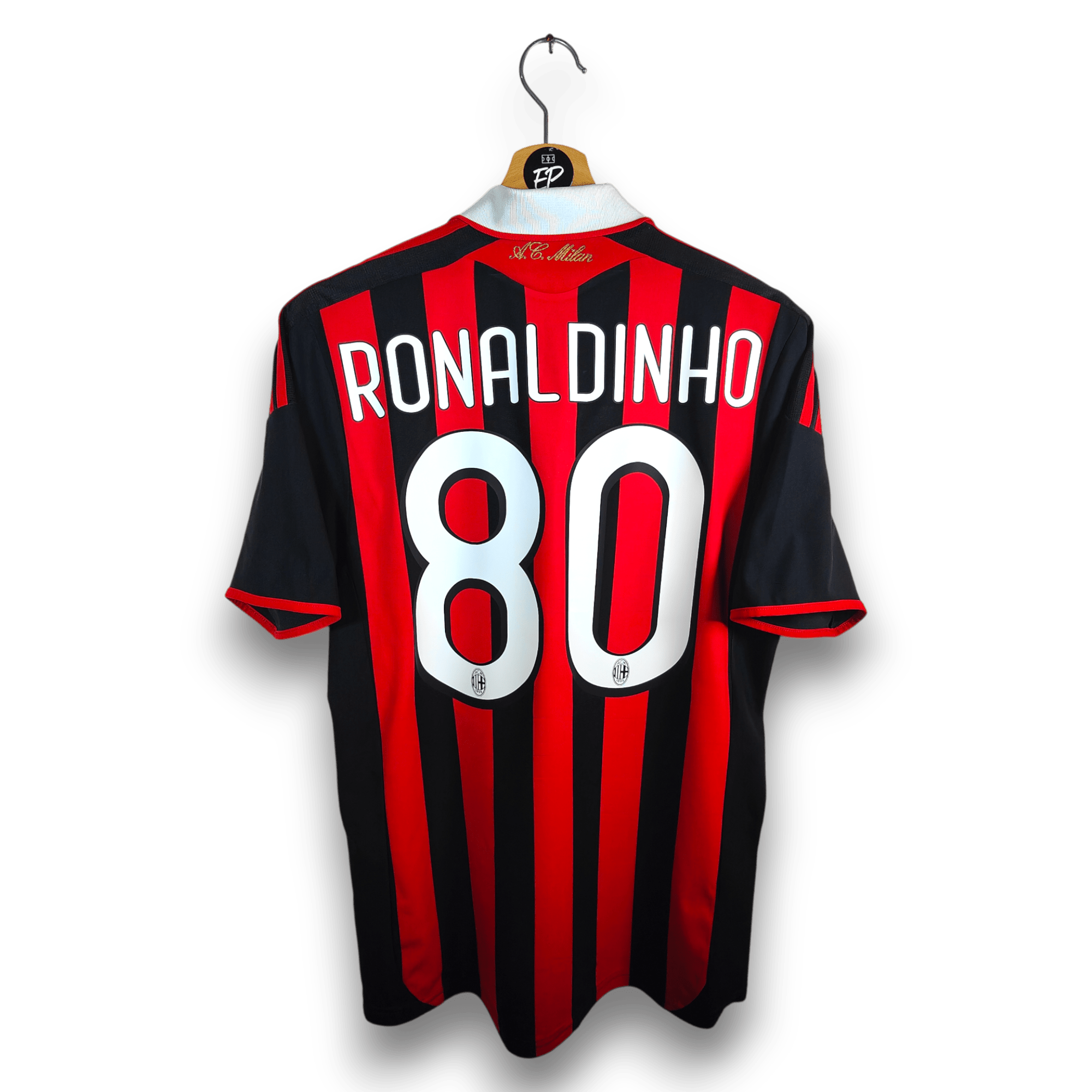 2009 - 10 AC Milan Home Shirt Ronaldinho 80 - 8.5/10 - (S) - Eternal Pitch