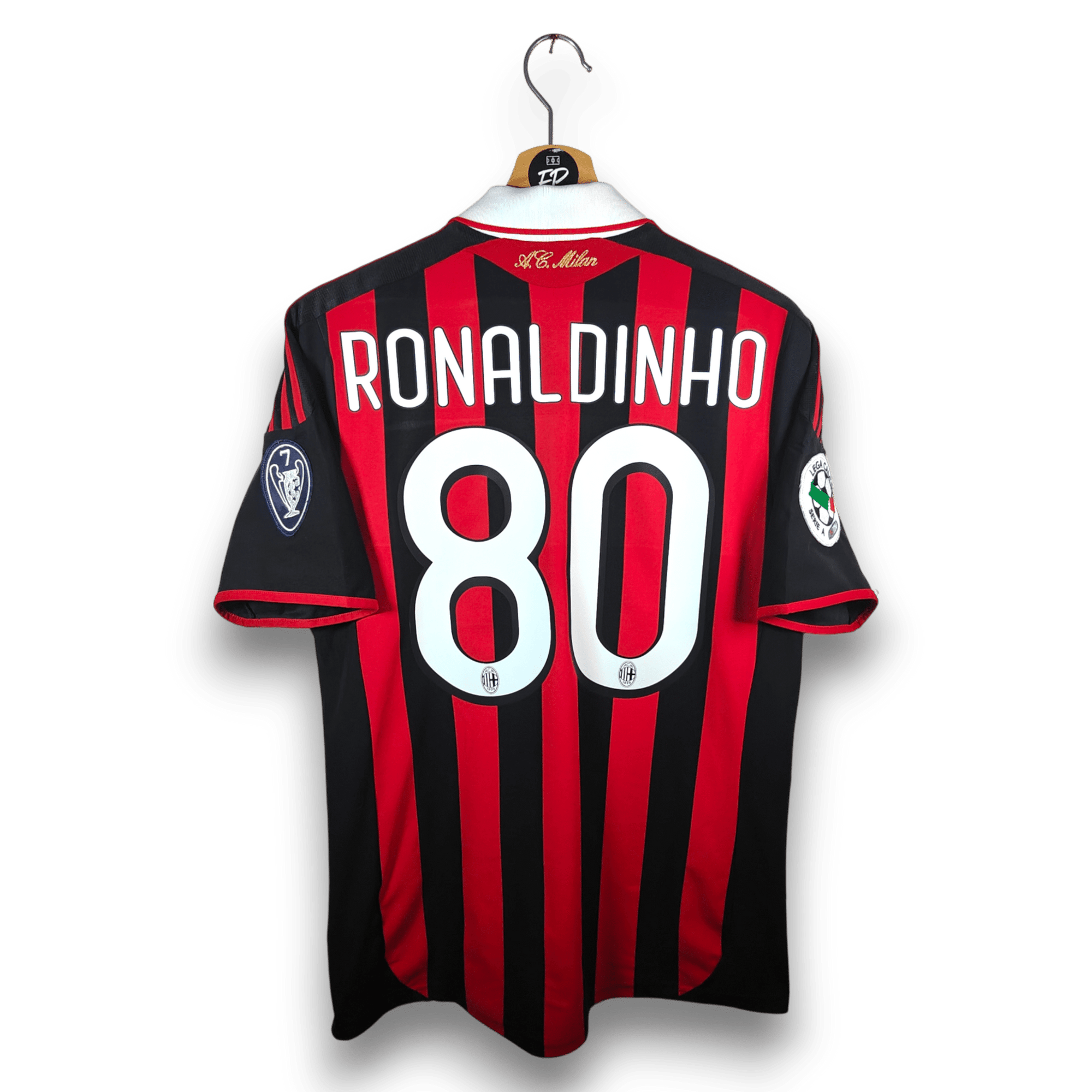 2009 - 10 AC Milan Home Shirt Ronaldinho 80 - 8.5/10 - (S) - Eternal Pitch