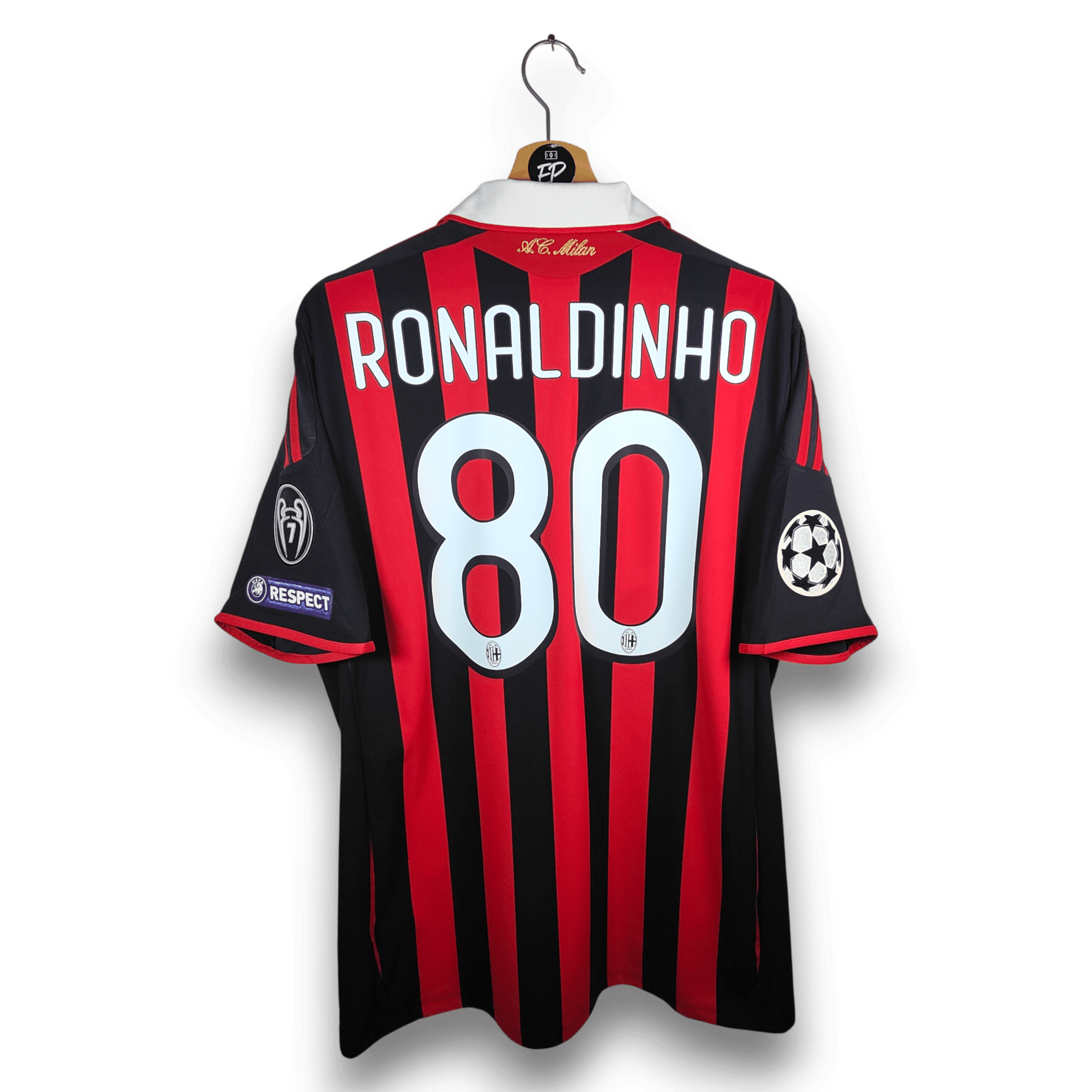 2009 - 10 AC Milan Home Shirt Ronaldinho 80 - 9.5/10 - (L) - Eternal Pitch