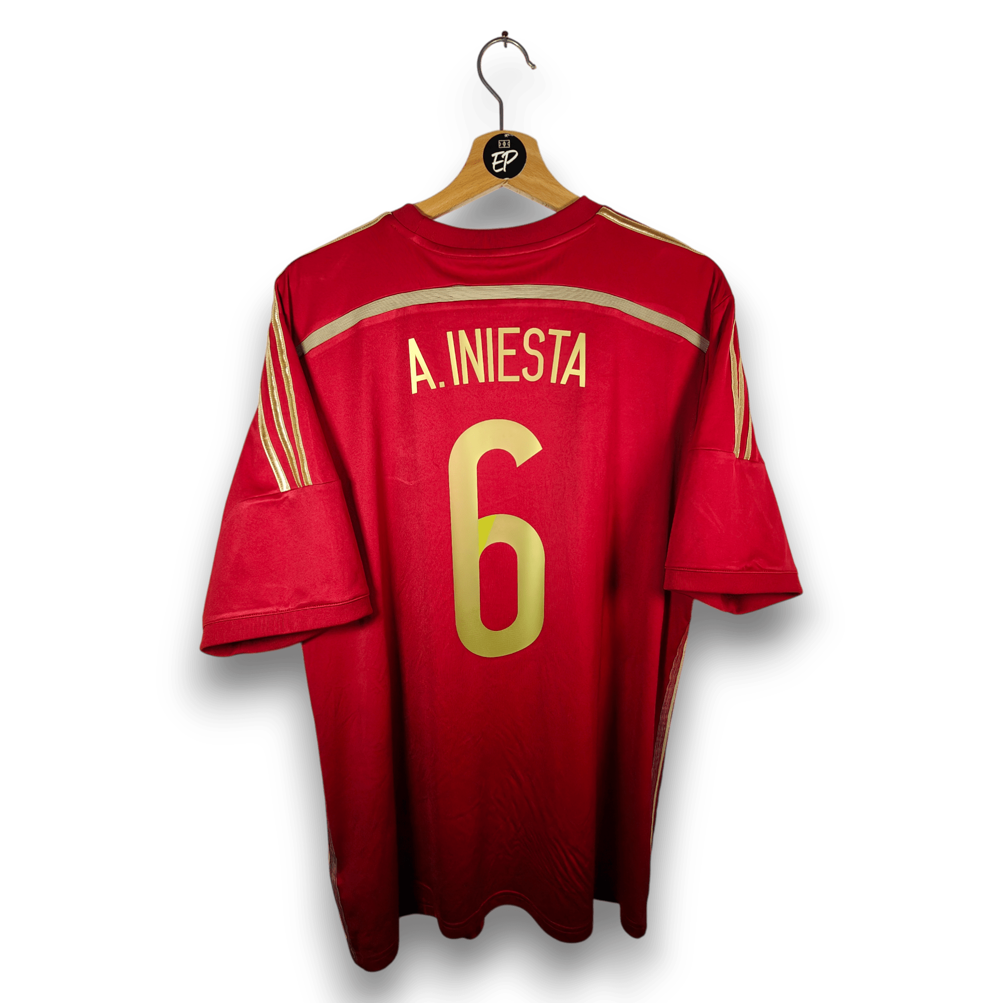 2013 - 15 Spain Home Shirt Iniesta 6 - 8/10 - (XL) - Eternal Pitch