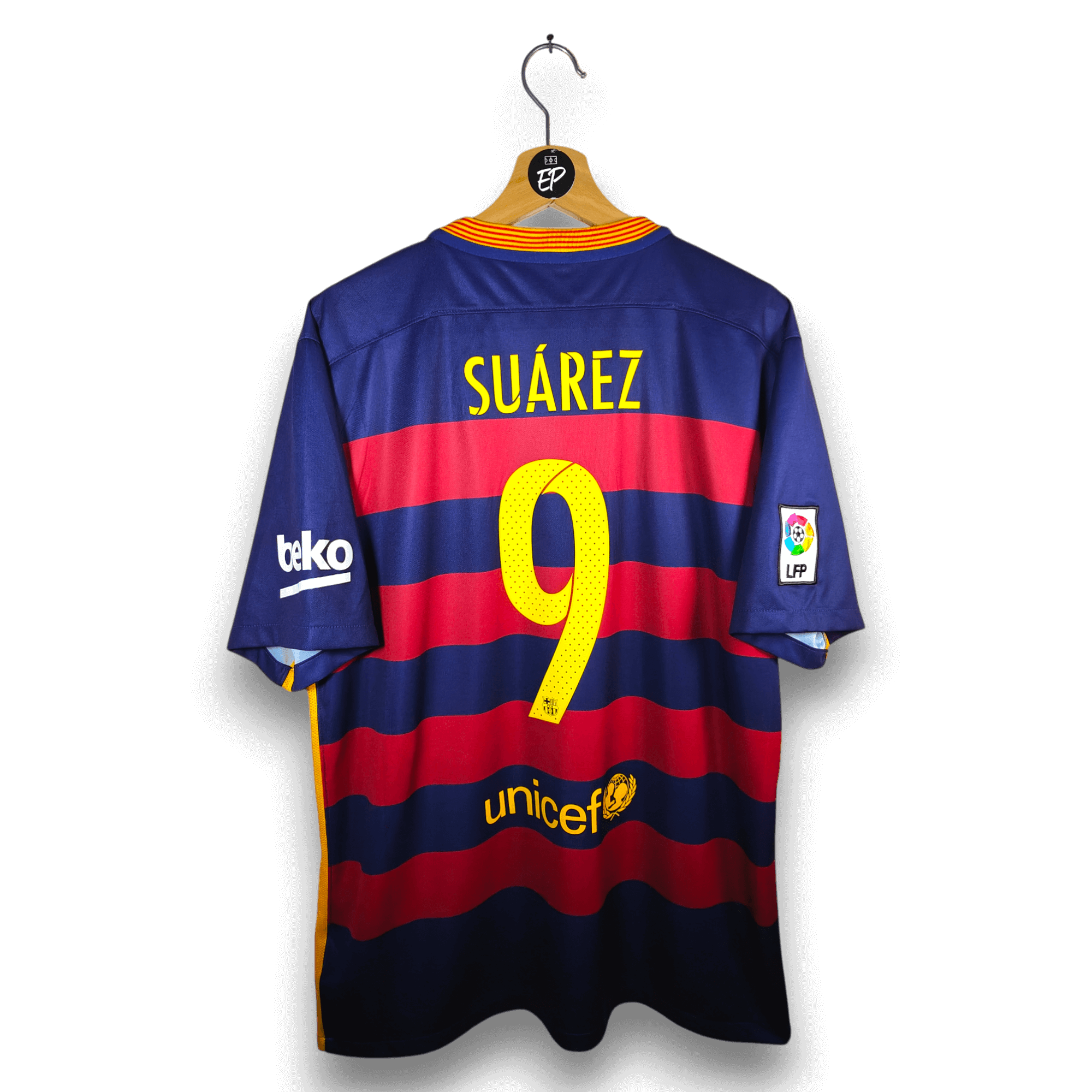 2015 - 16 FC Barcelona Home Shirt Suarez 9 - 9/10 - (XL) - Eternal Pitch