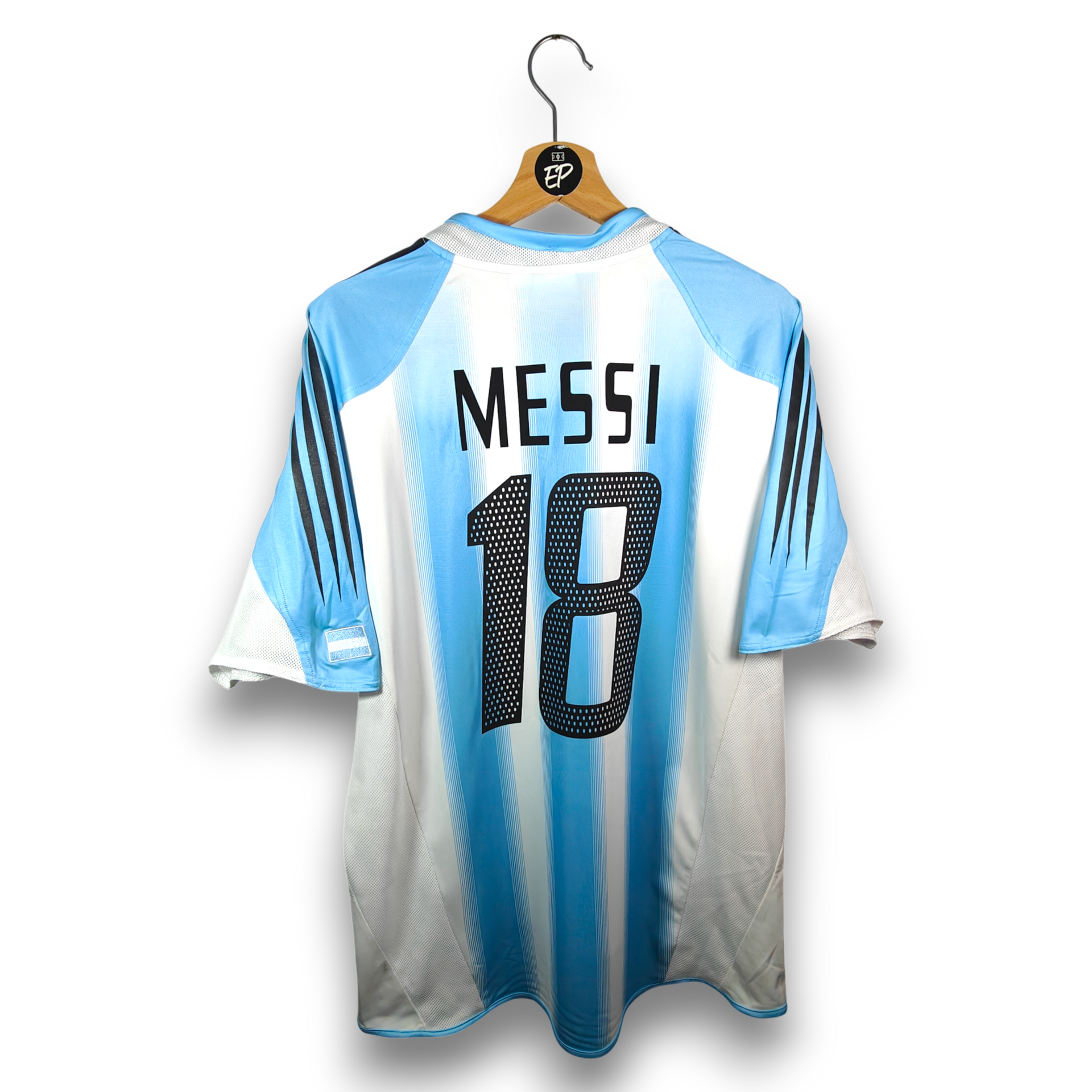 2004-05 Argentina Home Shirt Messi #18 - 9.5/10 - (L) – 645789